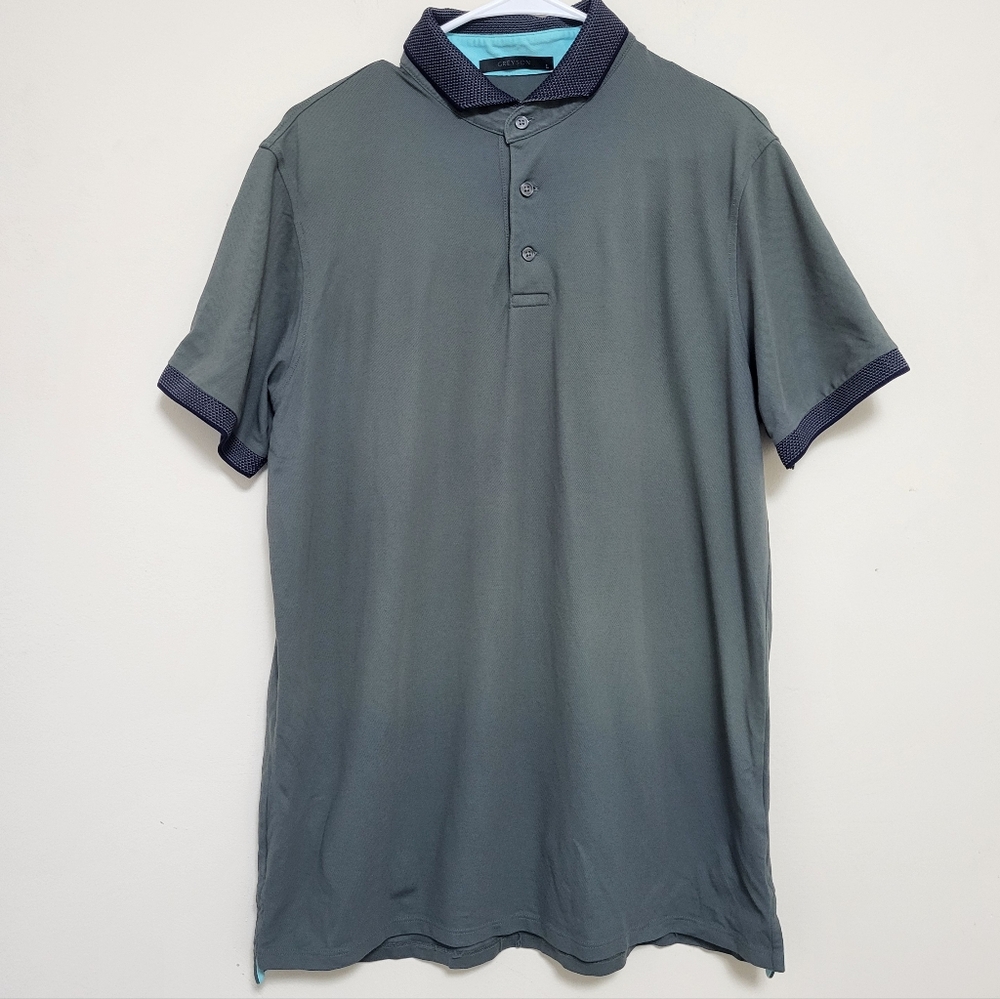 Greyson Dark Green Gray Polo Shirt Sz M Golf Prep